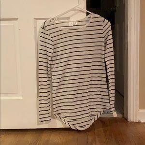 long sleeve black and white striped top